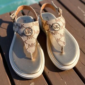 Michael Kors Big Girl’s Sandals Size 1 w MK logo NWOT